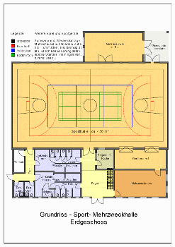 Erdgeschoss Sport- Mehrzweckhalle